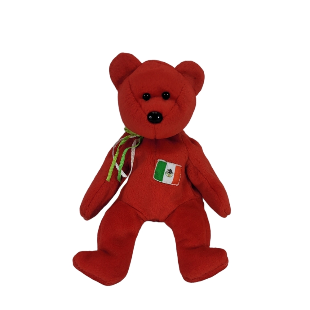 Ty Beanie Baby OSITO the Mexico  Mexican Flag Bear 8½"H Stuffed Animal 1999 VTG